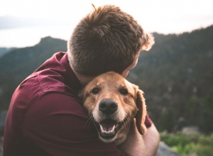 emotional support animals - man hugging a dog